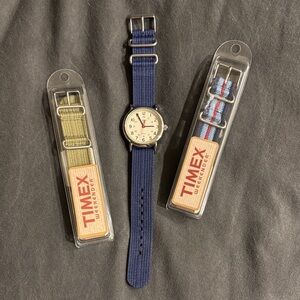 Timex Weekender with Blue and Tan Straps